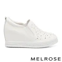 在飛比找AS女鞋優惠-MELROSE 美樂斯 時髦閃鑽鏤空牛皮內增高厚底休閒鞋－白