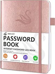 Elegant Password Book with Alphabetical Tabs - Hardcover Password Book for Internet Website Address Login - 5.2" x 7.6" Password Keeper and Organizer w/Notes Section & Back Pocket (Rose Gold)