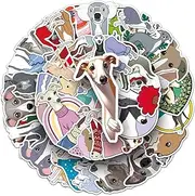 Bric dodo 50Pcs Greyhound Animal Print Stickers for Scrapbook, Laptop, Car, Phone, Skateboard, Suitcase, Luggage, Bike - Grey - 50 Pieces - PVC - Outdoor - Kids