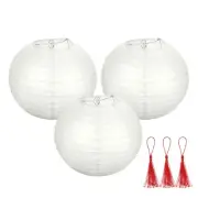 3 Pcs Silver Round Paper Lanterns 10 Inch Paper Lantern Party Decorations