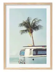 [Profile Australia] Made Beach Palm Kombi 1 Art Print A2 Frame in Natural