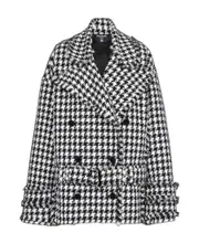Wool and tweed pea coat with double-buttoned fastening FR44 Black
