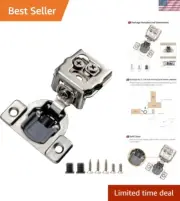 Durable Nickel-Coated 1 1/4" Soft Close Cabinet Hinges - 6 Pack with 105° Angle