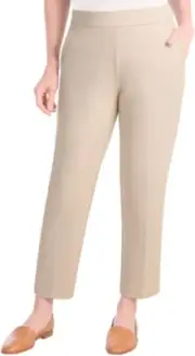 Hilary Radley Women's Crepe Pull-On Pant, Beige, Medium