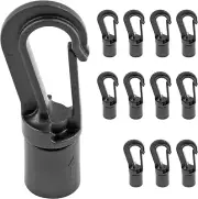 12Pcs Bungee Shock Cord End Hooks, Black Plastic Shock Cord End Snap Hooks for 1