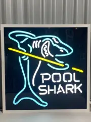 POOL SHARK LIGHT UP PREMIUM FLAT HANGING SIGN LIGHT LED BILLIARDS SNOOKER TABLE