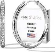 Cate & Chloe Bianca 18k White Gold Hoop Earrings for Women | Best Silver Hoop Earrings for Women & Girls, Sparkle Cubic Zirconia Hoop Earrings | CZ Crystal Hoop Earrings