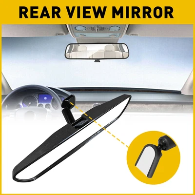 Interior Rear View Mirror 8" Anti-glare Car Panoramic Glass Replacement Stick On