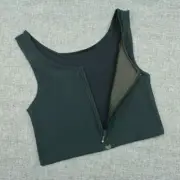Women Zip Chest Breast Binder Lesbian Tomboy FTM Bra Basic Vest Crop Top