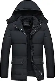 [DGKaxiyaHM] Men's Casual Waterproof Hooded Parka Jacket Thicken Winter Bubble Ski Coat Warm Casual Quilted Outerwear