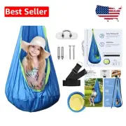 Kids Pod Swing Seat with Inflatable Pillow - Sensory Hammock Chair in Berry Blue
