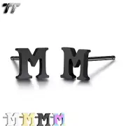 TT Stainless Steel Initial Letter M Stud Earrings A pair (EC120M) NEW