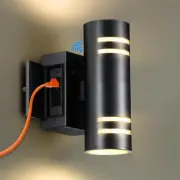 SHIMR Outdoor Wall Lights with GFCI Outlet, Dusk to Dawn Outdoor Lighting Up ...