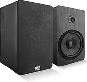 PyleUsa Home Theater Wooden Bookshelf Speakers - Wall-Mountable with 0.75'' Silk Dome Tweeter and Aluminum Voice Coils, Pair, Neat Black Color, Gold Plated 5 Way Binding Post - PSMSP6
