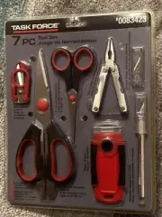 TASK FORCE 7 Piece Cutting Tool Set, Scissors Pliers Scraper Razor New In Pack