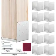 VEVOR 152.4x152.4 Post Base, 10Pcs Stainless Steel Adjustable Post Anchor Bracket(Internal 150 x 139.7), Adjustable Post Base for Pavilion Deck Porch
