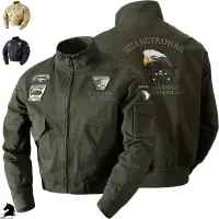 在飛比找蝦皮商城精選優惠-復古水洗棉空軍一號飛行夾克休閒男士歐美風工裝外套