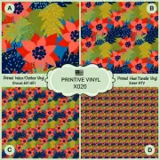 Christmas Poinsettia Patterned Heat Transfer Vinyl, HTV, Adhesive Vinyl X020