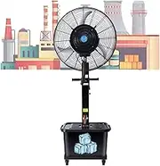 Mist Fan, Indoor & Outdoor, Integrated Misting, Pedestal, 3-Speed High-Velocity Patio Misting Fans, For Garage Or Patio(A)