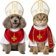Dog Pope Costume, Pope Hat Costume for Cat/Dog, Mini Craft , for Pet Parties, Festival Celebrations and Entertainment (Red,Small)