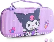 HYPERCASE Purple Carrying Travel Bag for Nintendo Switch or OLED, Cute Hard Shell Switch Case for NS/OLED Console, Joycon Grip, Accessories Storage, with 10 Card Slots & 2 Thump Caps - of Kuromi