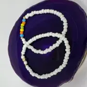 NEW Set of 2 Beaded Heart Handmade Elastic Bracelets