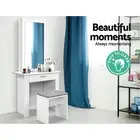 Dressing Table Stool Set Sliding Mirror White Demi