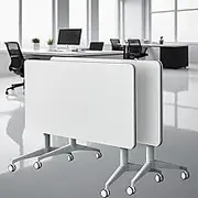 2Pcs Folding Conference Room Table, Mobile Training Table with Wheels, Flip Top Rolling Seminar Meeting Table(M1915-2PCs160CM)