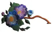 #4535A Purple Blue Flower Embroidery Iron On Appliqué Patch