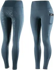 [HORZE] Women's Gracie Silicone Full Seat Riding Tights (Reflecting Pond, US 26)