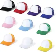 [Lnrueg] 10 PCS Sublimation Blank Trucker Hats, Plain Trucker Cap Foam Front High Crown Mesh Back Trucker Hat, DIY Custom Baseball Caps Bulk Adjustable Snapback for Men Women, As Shown, 1