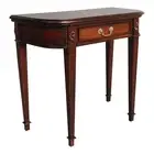 Solid Mahogany Wood Semi Round Hall Table With Drawer Antique Reproduction Style