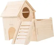 ibasenice 1 Set Hamster Hideout House Natural Wood Pet Cage Nest Durable Safe Hamster Supplies for Hiding Playing Resting Cute Design for Home Decor
