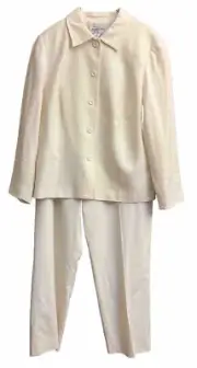 NWT Pendleton Plus Ivory 100% Wool 2-Piece Pant Suit Tagged Size 16W Classic