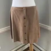 NWT Topshop Suede Mini Skirt Snap Button Front Brown tan UK16 Euro 44 US 12