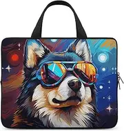 Laptop Case Sleeve Shockproof Computer Carrying Bag Dog Wearing Glasses Notebook Case Cover Laptop Bag Water Resistant Computer Cases Tablet Briefcase for Travel Business 17 Inch