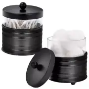Autumn Alley Glass & Black Farmhouse Bathroom Apothecary Jar Set- 2 pieces