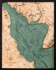 Delaware Bay Wood Carved Topographic Depth Chart / Map