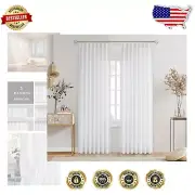 Machine Washable White Sheer Curtains with Elegant Pinch Pleat Top - 2 Panels