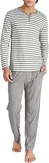 [DAVID ARCHY] Men's Two-Piece & Long Sleeve Pyjamas, Combed Cotton, Soft, Long Sleeve Leisure Suit, Sleepwear, Breathable Men's Loungewear, Comfortable Sleepwear