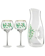 Lenox Holiday 3pc Decanter & Wine Glasses Set