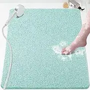 Shower Mat Bathtub Mat Non-Slip,32x24 inch, Soft Tub Mat with Drain,PVC Loofah Bath Mat (Phthalate Free) for Tub and Bathroom,Quick Drying,Green
