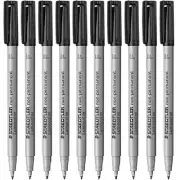 NEW 10x Staedtler 316 Lumocolour Non-Permanent Marker Pen Fine Black Box