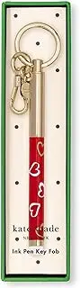 Kate Spade New York Metal Ink Pen Key Fob, Black Ink Ballpoint Keychain Pen (Brushstroke Hearts)