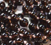 Hand Knotted 8mm Smoky Quartz Mala Necklace with 10mm Rhodonite Guru Bead -