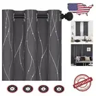 Sophisticated Dark Grey/Silver Blackout Curtains - Silver Wave Pattern, 2 Panels