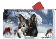 Norwegian Elkhound Winter Wonderland Mail Box Cover
