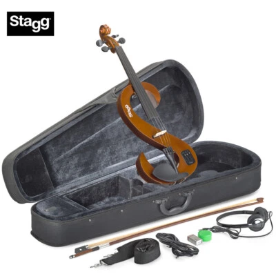 Stagg EVN 4/4 S-Shaped Electric Violin VIOLINBURST + Case, Rosin, Bow