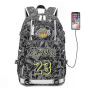 Lakers 23 Lebron James Printed Backpack, Travel Bag, Student Backpack[hsff] gray