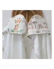 [Bubba Blue] Adventure Bamboo Hooded Towels 2 Pack in White/Multi